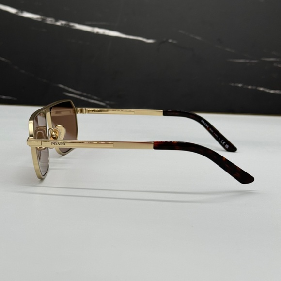 NEW PR A53S VAF10D PRADA GOLD BROWN PILOT SPR A53 VAF10D MEN SUNGLASSES - Picture 7 of 12